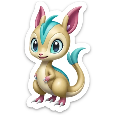 Shiny colorful glossy soft smooth silky adorable Meloetta-Sergal-Cresselia-Palkia-Stitch-Fakémon-creature-hybrid sticker