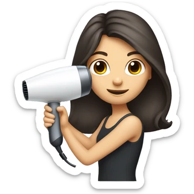 brunette girl holding a hair dryer  sticker