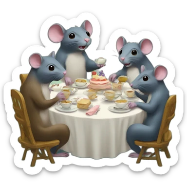 Giant rat tea party sticker
