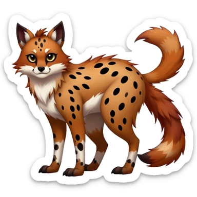 edgy badass cool Falvie-Fionbri-creature-fursona, full body, with random markings sticker