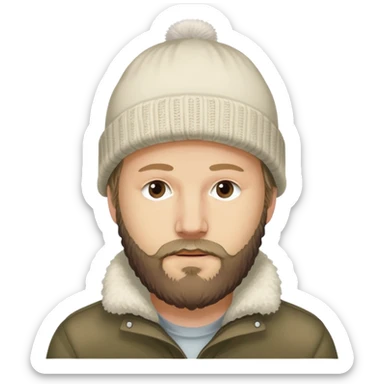 Justin Vernon of Bon Iver with beard and winter hat sticker