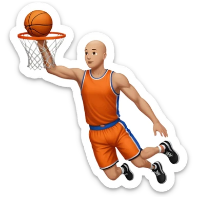 bald guy dunking basketball sticker