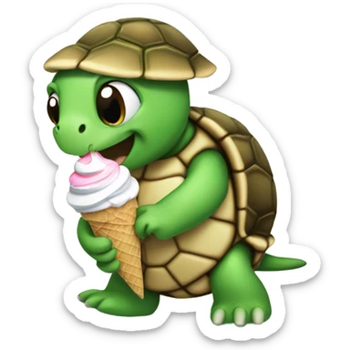 turtle eating ice cream sticker