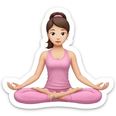 brunette yoga girl light pink clothes n sticker
