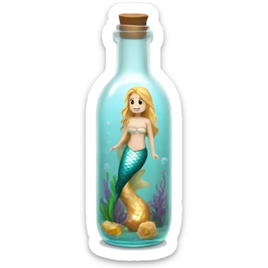 white mermaid in bottle sticker