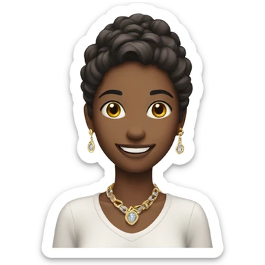 smiling girl with jewelry sticker