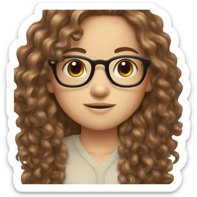 cute white girl with glasses and brown long curly hair sticker