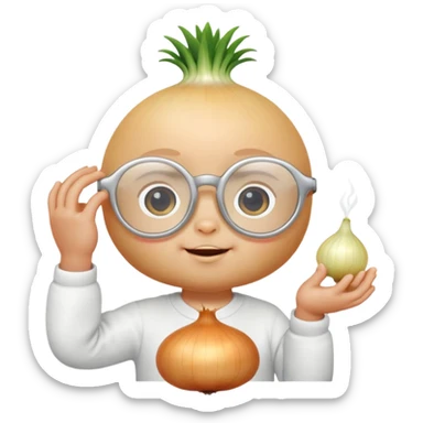 Baby onion adjusts glasses  sticker