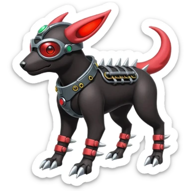 Futuristic Steampunky Punky Edgy Emo Badass Houndoom-Genesect-Pokémon-Fakémon-hybrid-creature sticker