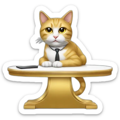 cat secretary sitting on top of the gold cloud sticker