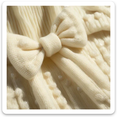 Pearl BOW-DETAIL RIB-KNIT cream CARDIGAN sticker