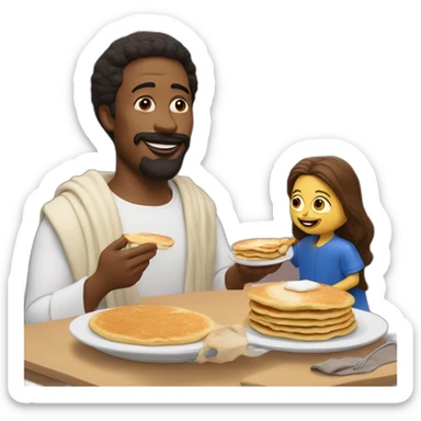 Ted Lasso eating pancakes with Jesus  sticker
