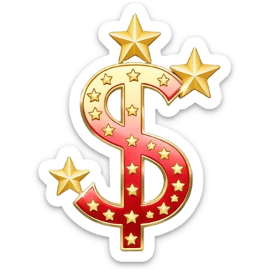 united states dollar sign with stars and hearts and sparkles sticker