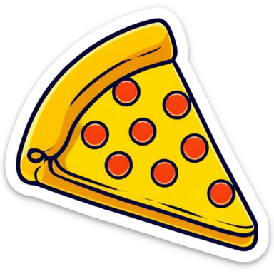shiny golden pizza slice with gold toppings sticker