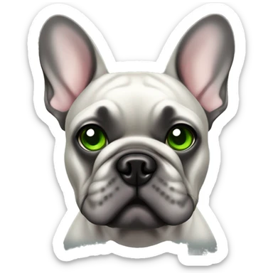 Male French Bulldog dark grey with green eyes and one ear floppy  sticker