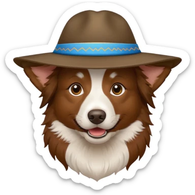 brown border collie with Uyghur hat sticker