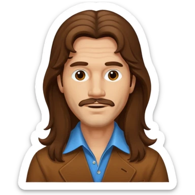 70s 80s men with long hair style  sticker