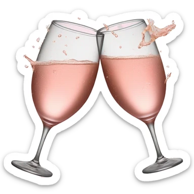 glasses of pastel pink champagne are smashing against each other sticker