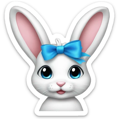 Coquette bunny with blue bow  sticker