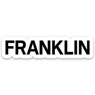 'FRANKLIN' word mark, uppercase, modern Helvetica-style, startup branding, black sticker