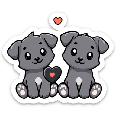 two black puppy paws with a black heart around them sticker