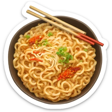 Bowl of spicy ramen noodles sticker