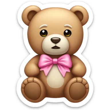 Teddy bear plush with pink bow sticker