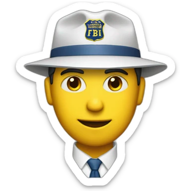 man with yellow "FBI" letters on his cap sticker