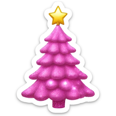Pink Christmas tree with disco ball ornaments  sticker