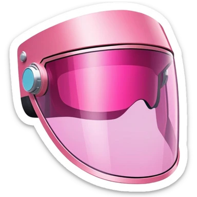 angular frameless pink shield visor, space-age Y2K style, geometric one-piece lens sticker