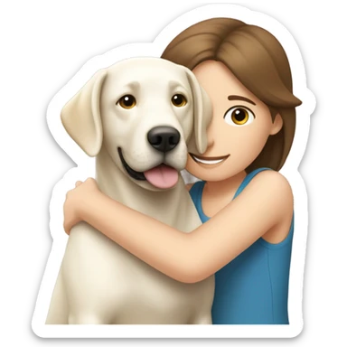 White Labrador Hugging a brown hair girl sticker