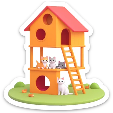 cats relaxing in a vertical playhouse sticker