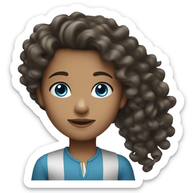 girl with long dark curly hair and blue eyes sticker