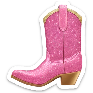 Pink glitter cowboy boots with detail  sticker