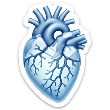 Anatomical white heart fully composed of ice.  sticker