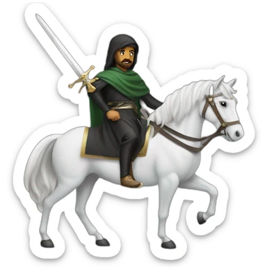 saudi man with a sword on a horse sticker