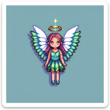 fairy with wings, night scene, sparkling magical aura sticker