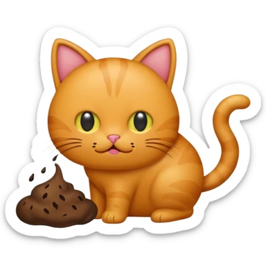cat pooping icon with poop sticker