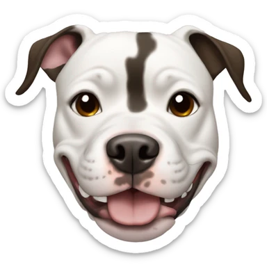 black and white Pit Bull with brown eyes smiling sticker