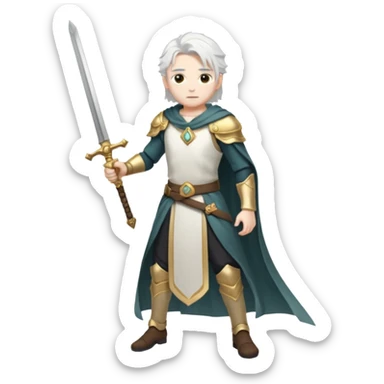 White and golden Aether (from Genshin Impact) with a sword (full body) sticker