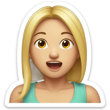 Girl opening mouth and stretching toung out sticker