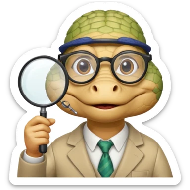 A professor gator with a magnifying glass on a light background sticker