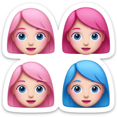 I would like a 67 emoji with pink and blue coloring, please sticker