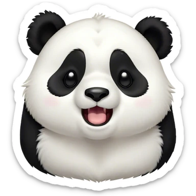 Cinematic Cute Yawning Panda Portrait Emoji, Head tilted slightly with a dramatic, wide-open yawn, showcasing a soft, plush black and white Fur with droopy ears, round eyes barely open in drowsy contentment, Simplified yet irresistibly adorable features, highly detailed, glowing with a soft, cozy glow, high shine, relaxed yet expressive, stylized with a touch of gentle whimsy, bright and endearing, soft glowing outline, capturing the essence of a sleepy yet affectionate panda, so drowsy it feels like it could stretch right out of the screen and curl up for a nap! sticker