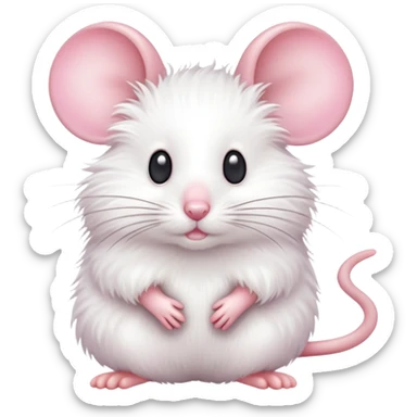 White and pink Mouse  sticker
