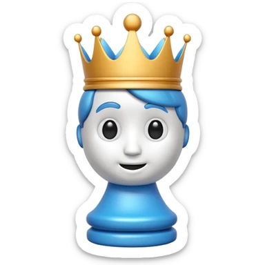 3D emoji style chess piece, cute glossy white king chess icon, soft rounded shapes, big expressive cartoon eyes, smooth plastic texture, vibrant colors, studio lighting, centered composition, transparent background, high resolution, minimal, modern emoji design, soft shadow, ultra detailed, 4k sticker