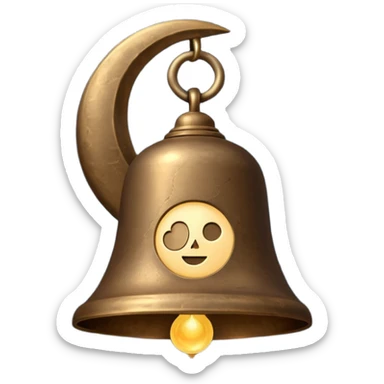 the midnight bell with moon at the back sticker