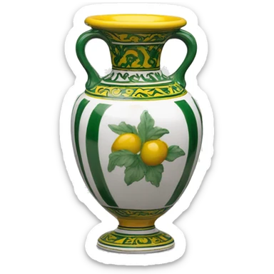Deruta vase white green and yellow small sticker