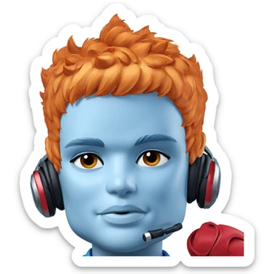 blue skin boy with headphones sticker