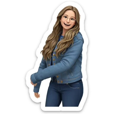 smiling girl in denim jacket sticker